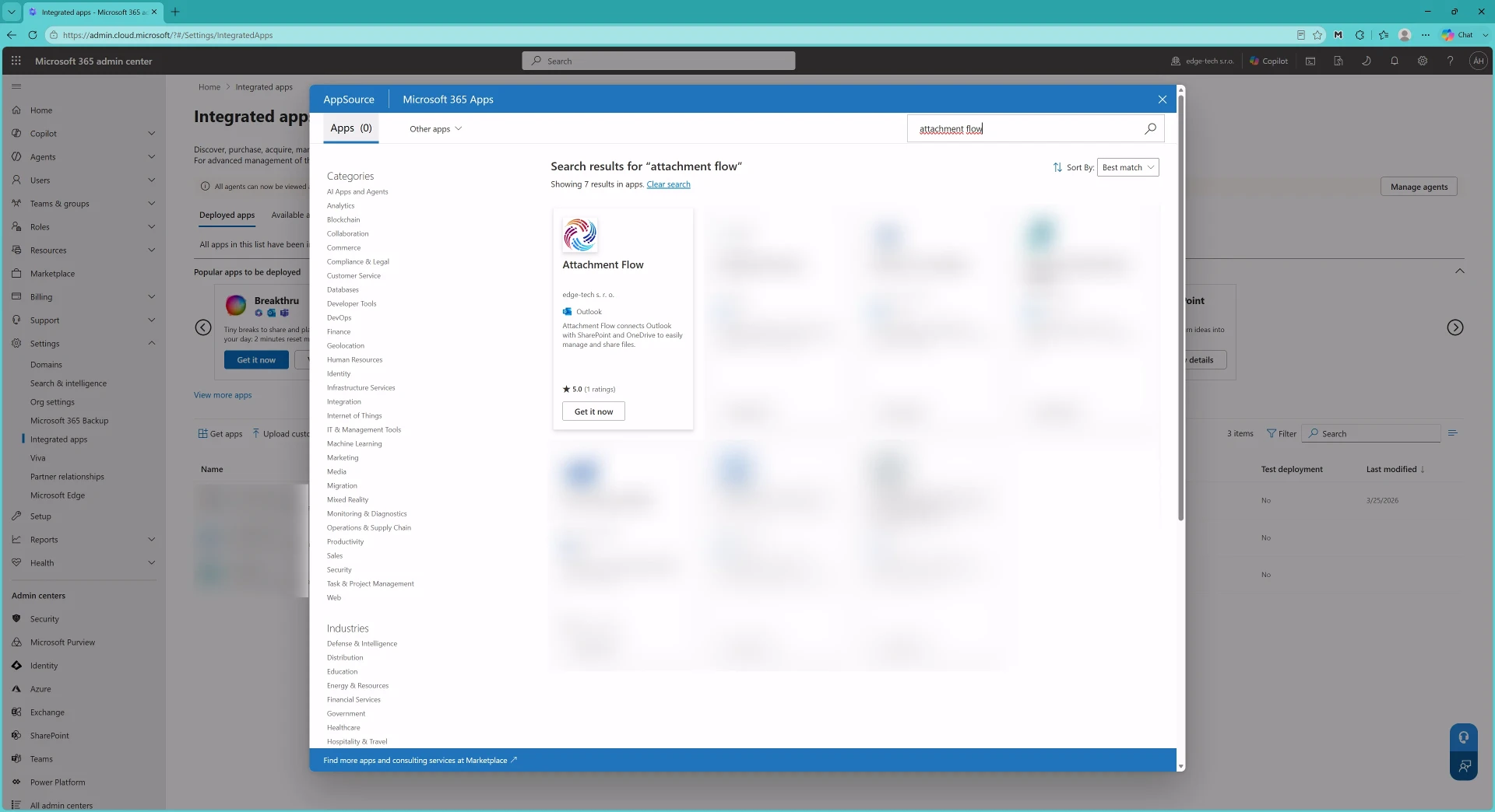 Search results for Attachment Flow in AppSource