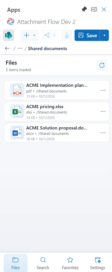 Breadcrumb with Back button, ancestor menu, and current folder